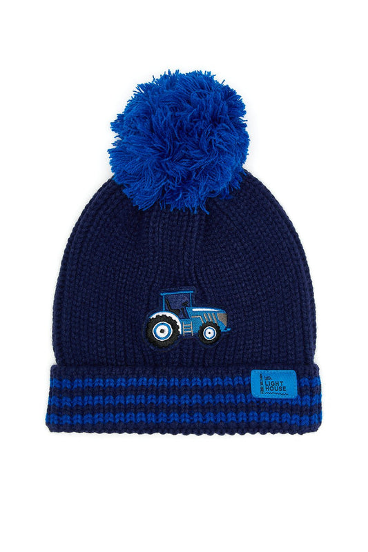 Bobbie Bobble Hat - Blue Tractor Striped - Lighthouse