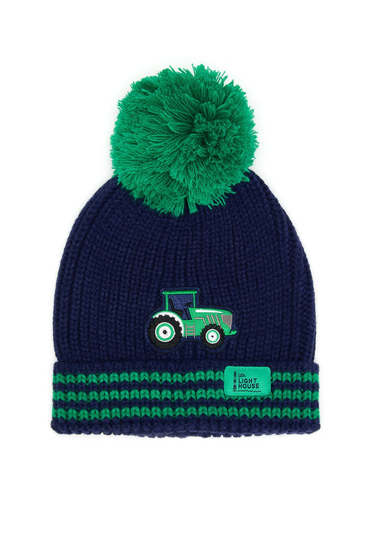 Bobbie Bobble Hat - Green Tractor Striped - Lighthouse