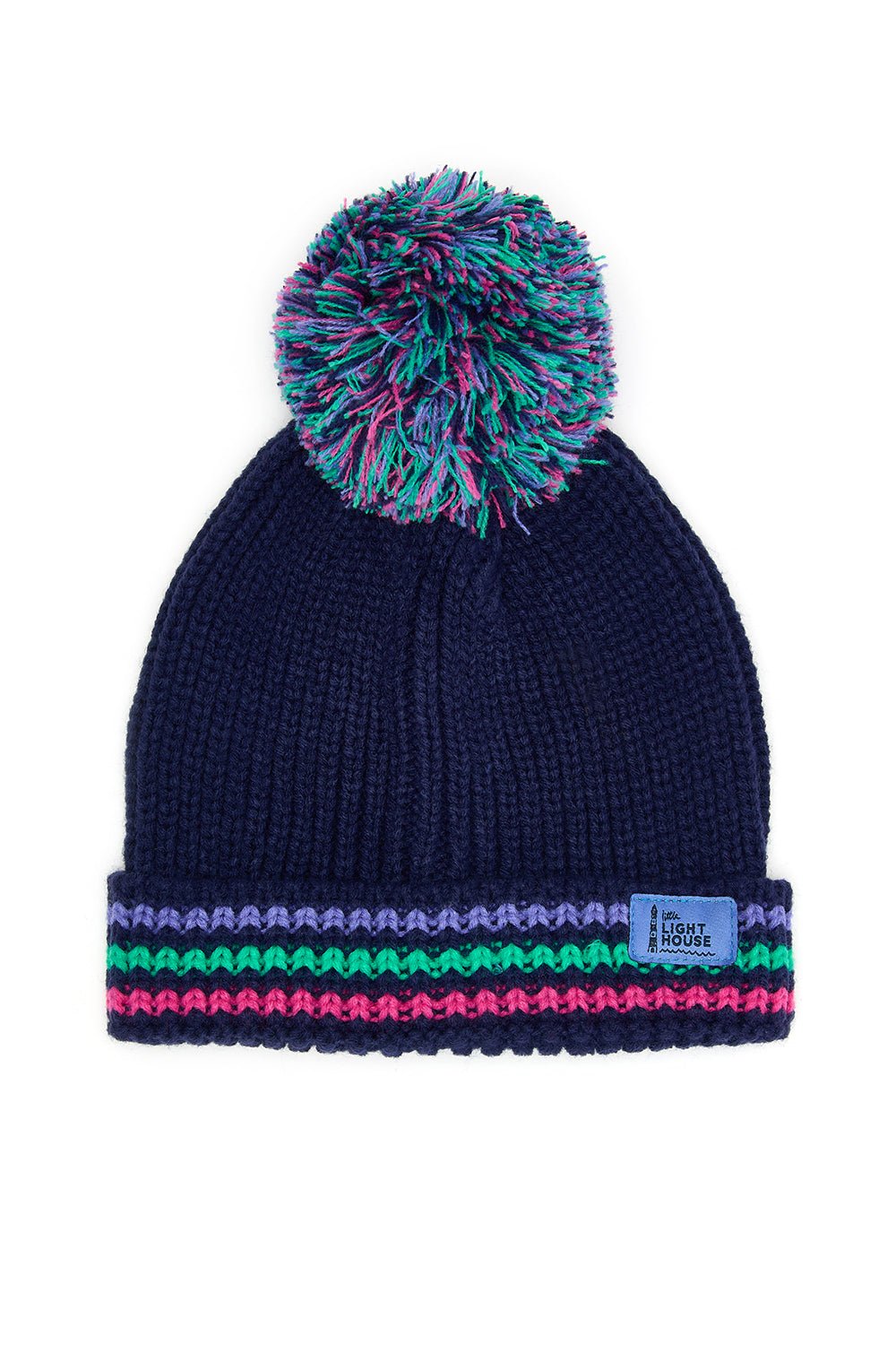 Bobbie Bobble Hat - Pink Purple Teal Striped - Lighthouse