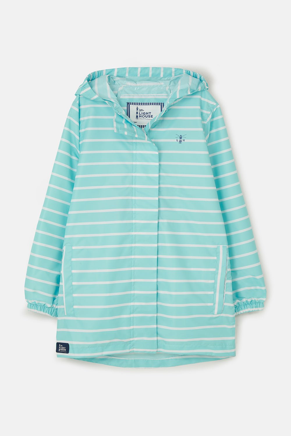 Cara Kids Rain Parka - Soft Turquoise Stripe