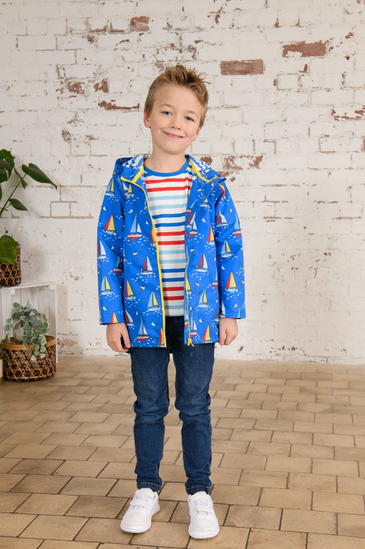 Ethan Jacket - Blue Boat Print-Lighthouse