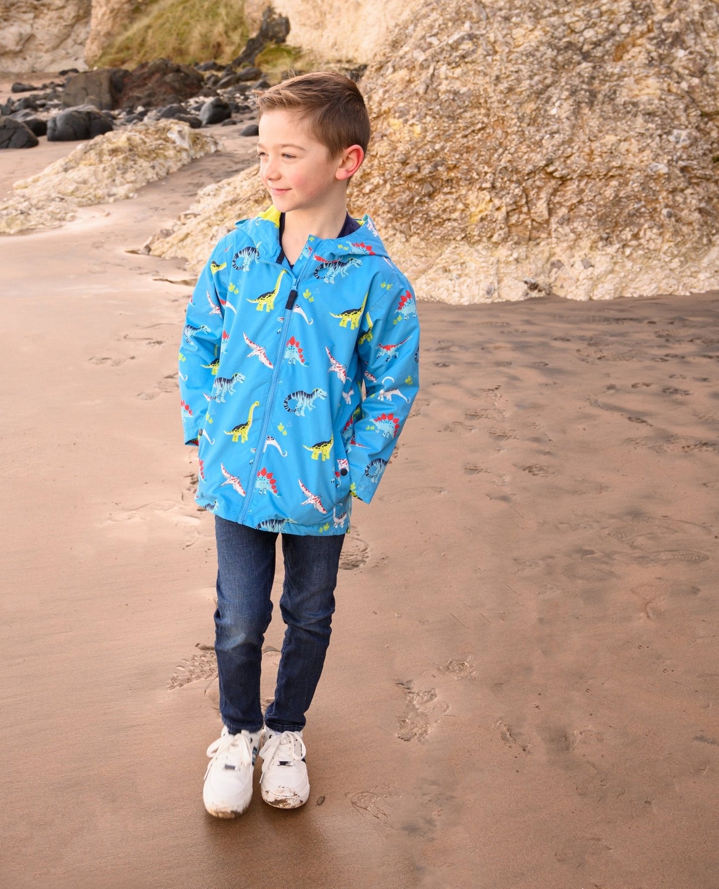 Ethan Jacket - Blue Dino Print-Lighthouse