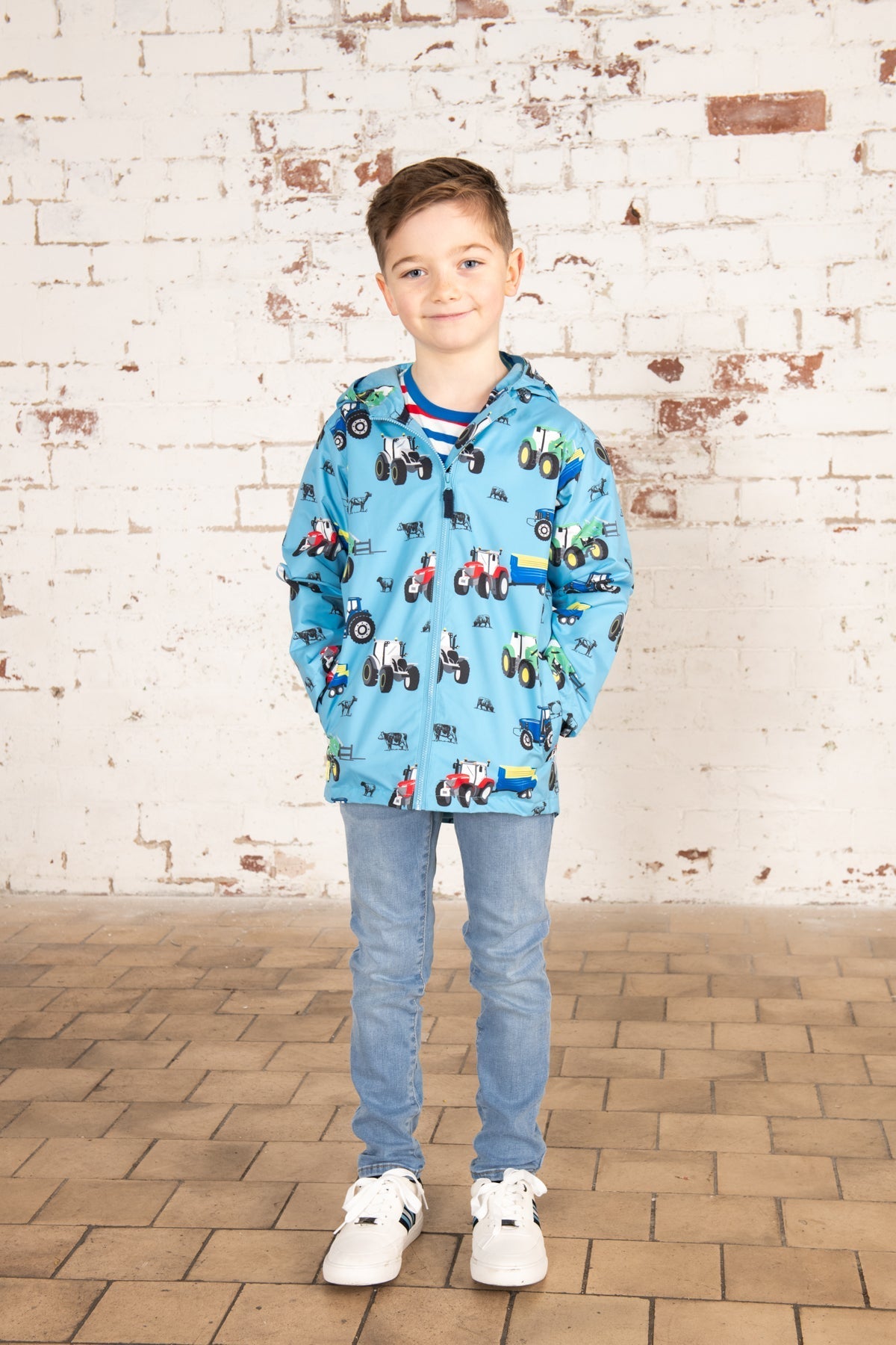 Ethan Jacket - Blue Tractor Print-Lighthouse