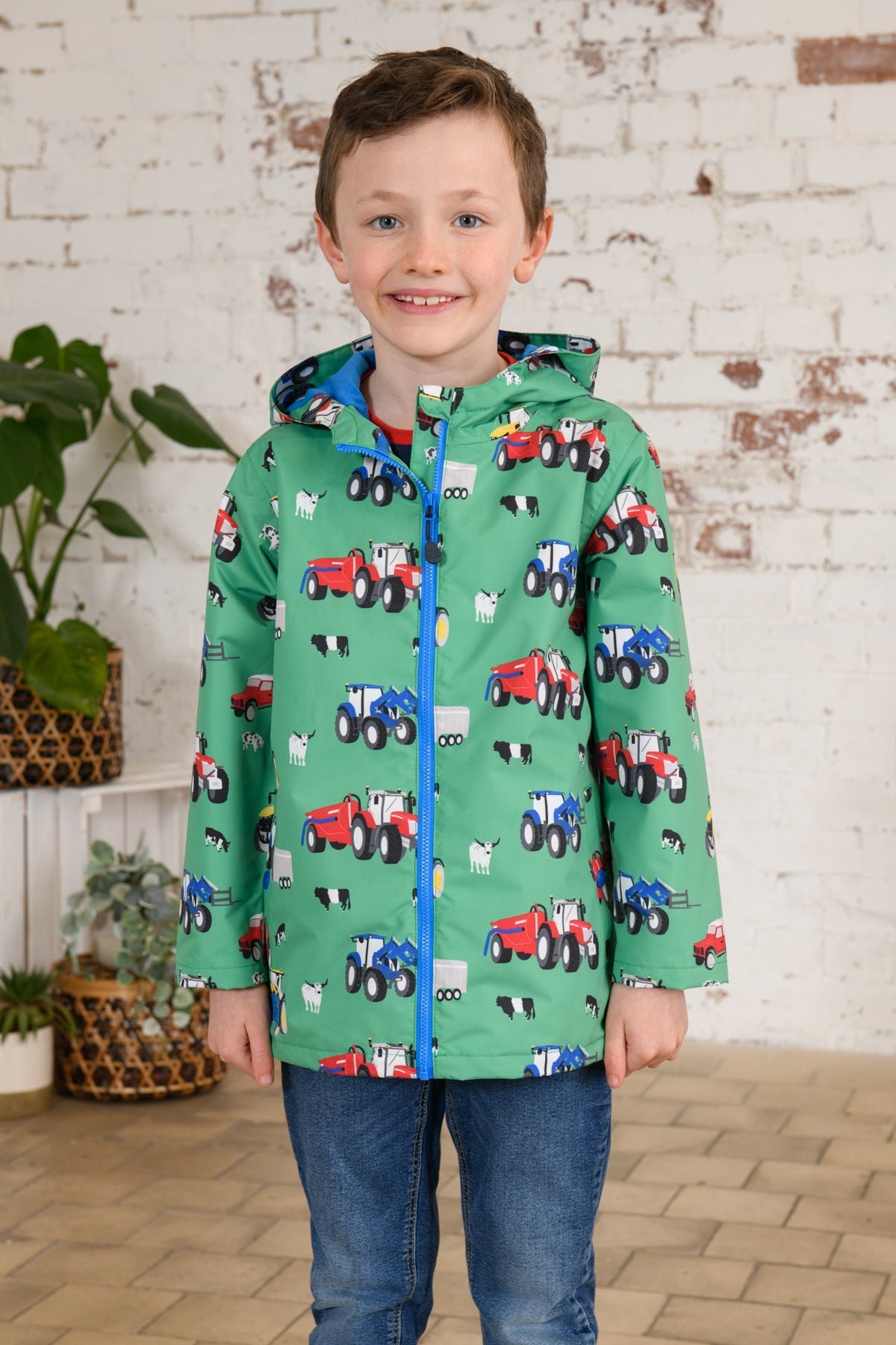 Ethan Jacket - Peagreen Tractor Print-Lighthouse