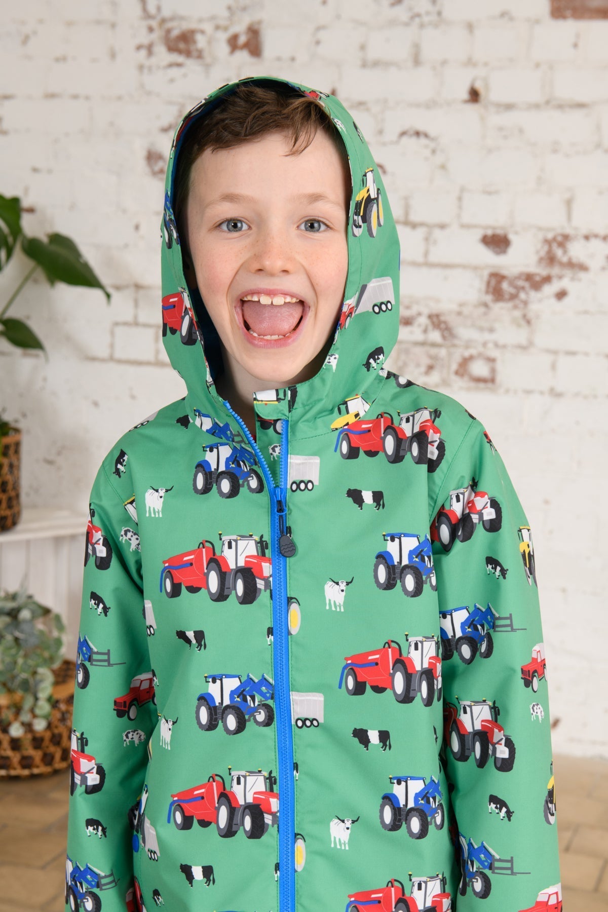 Ethan Jacket - Peagreen Tractor Print