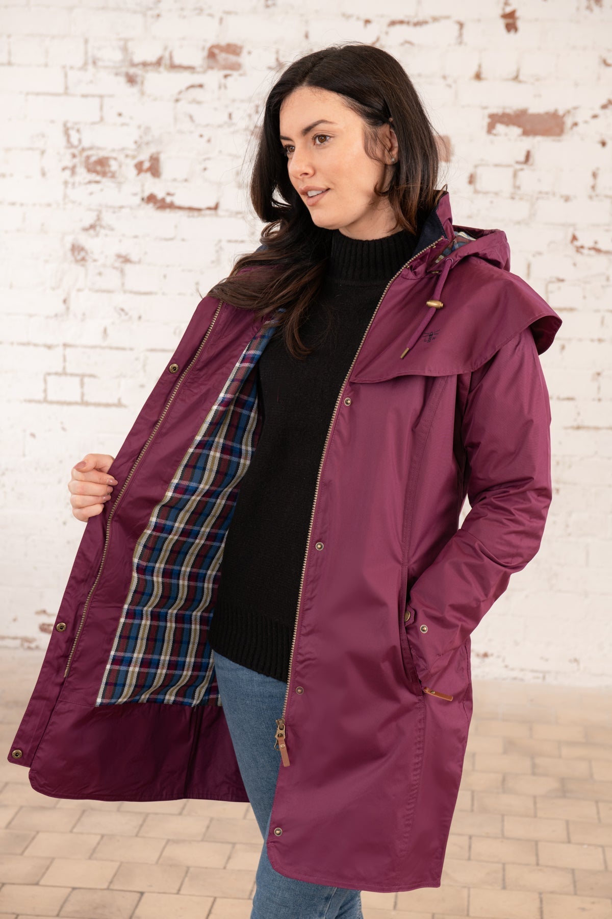 Outrider 3/4 Length Waterproof Raincoat - Plum