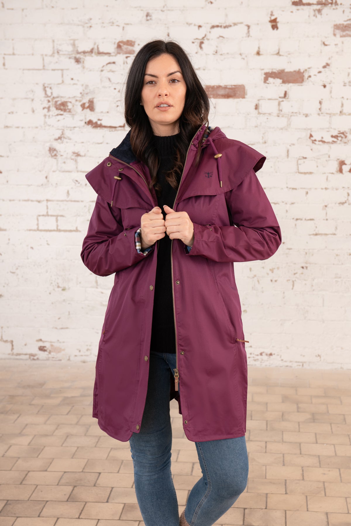 Outrider 3/4 Length Waterproof Raincoat - Plum