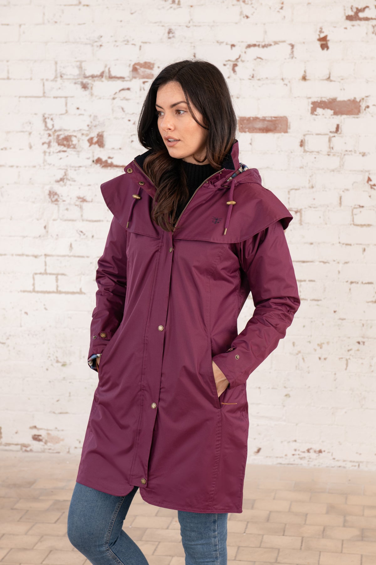 Outrider 3/4 Length Waterproof Raincoat - Plum-Lighthouse