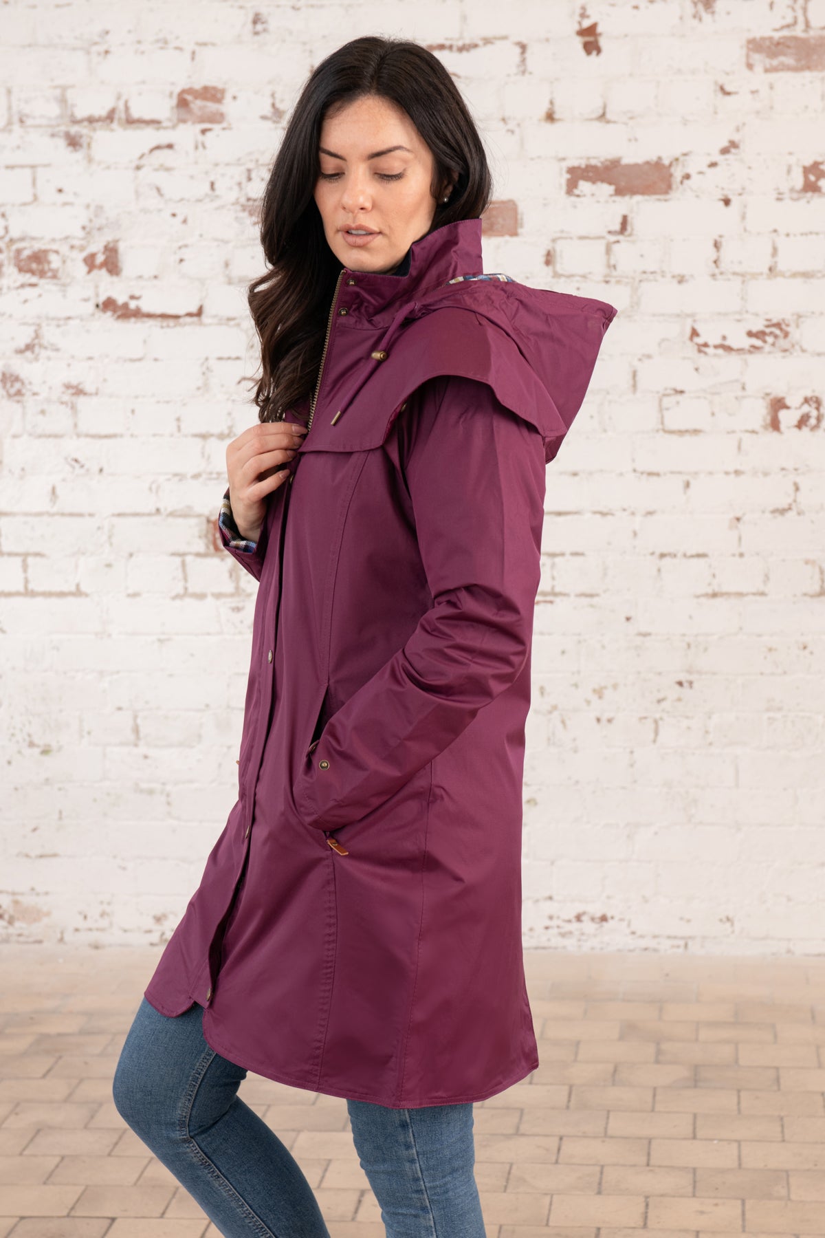 Outrider 3/4 Length Waterproof Raincoat - Plum