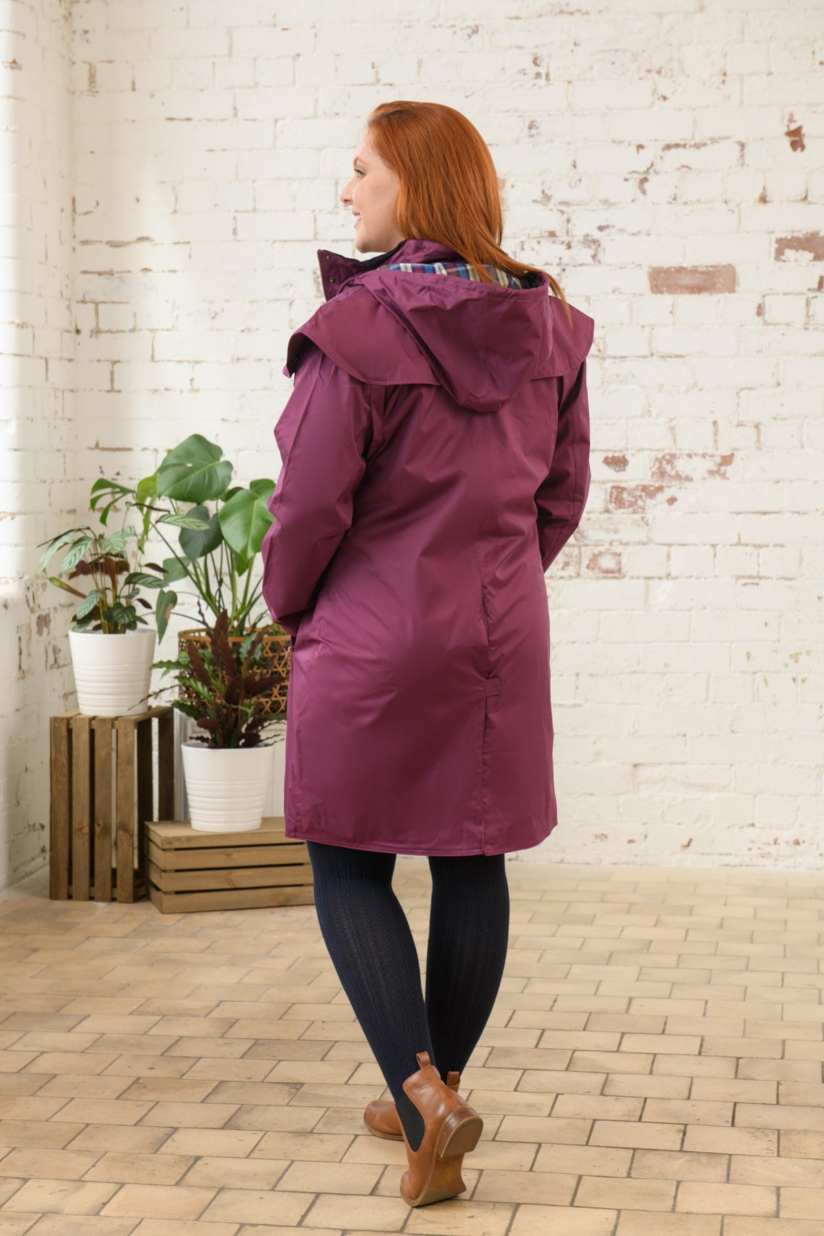 Outrider 3/4 Length Waterproof Raincoat - Plum