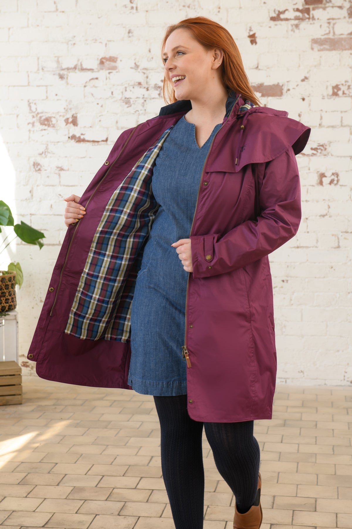 Outrider 3/4 Length Waterproof Raincoat - Plum