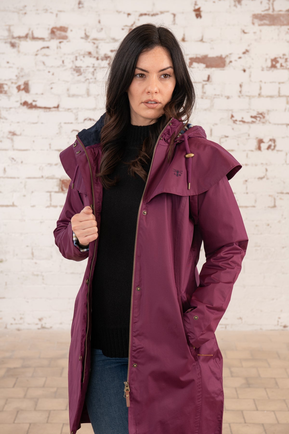 Outrider 3/4 Length Waterproof Raincoat - Plum