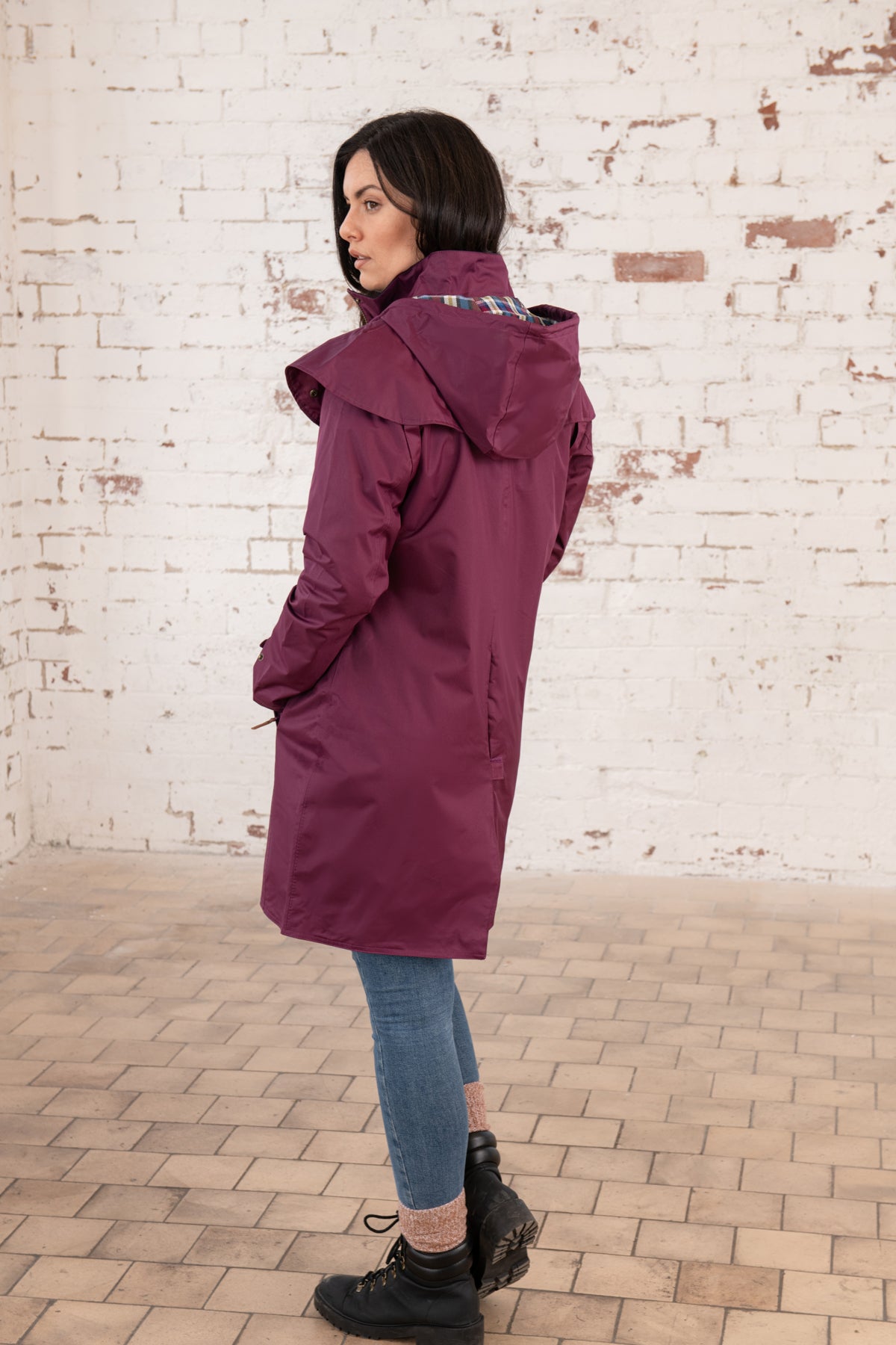 Outrider 3/4 Length Waterproof Raincoat - Plum