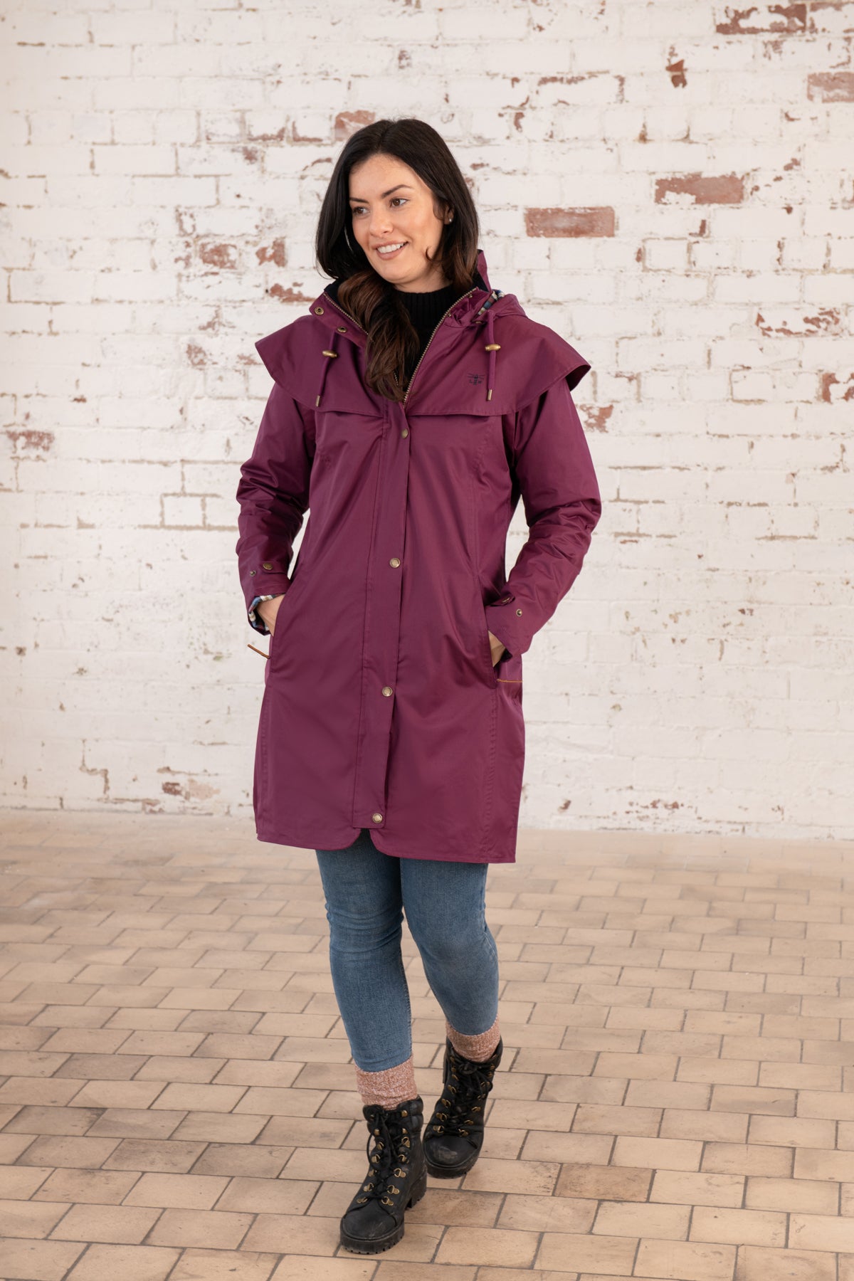 Outrider 3/4 Length Waterproof Raincoat - Plum