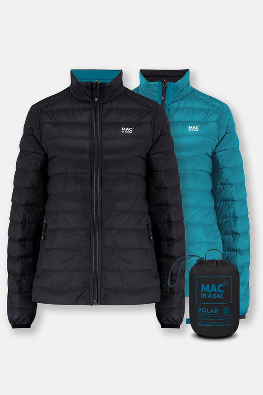 Polar II Womens Down Jacket - Jet Black Teal-Mac in a Sac