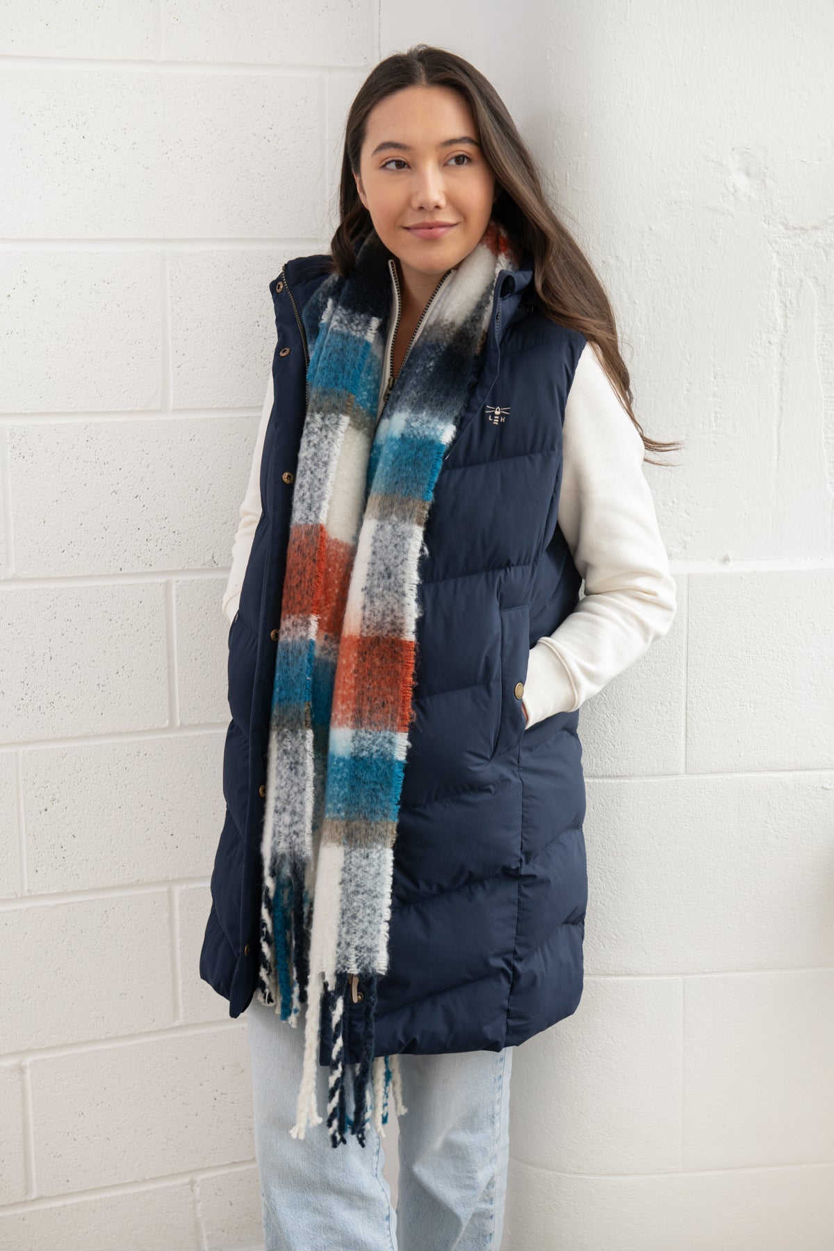 Savannah Long Gilet - Navy