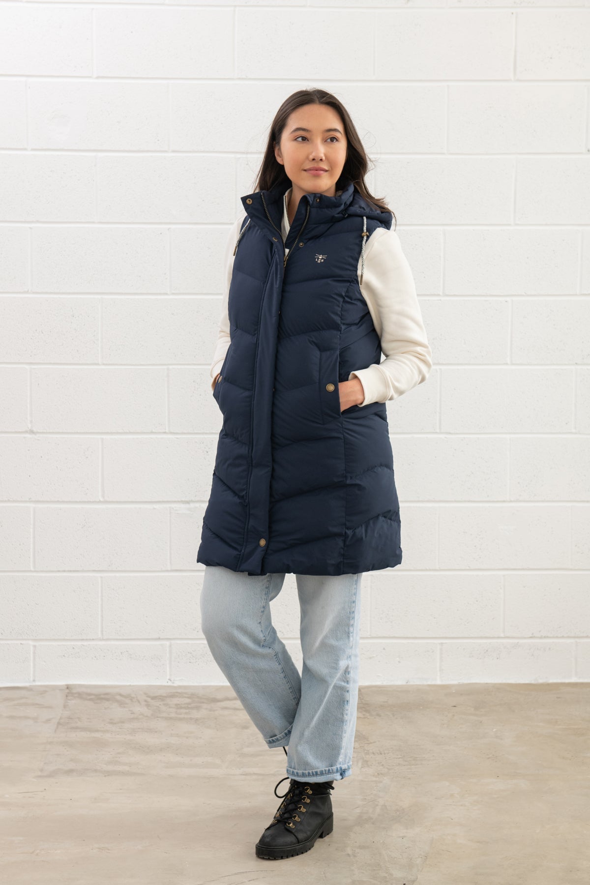 Savannah Long Gilet - Navy