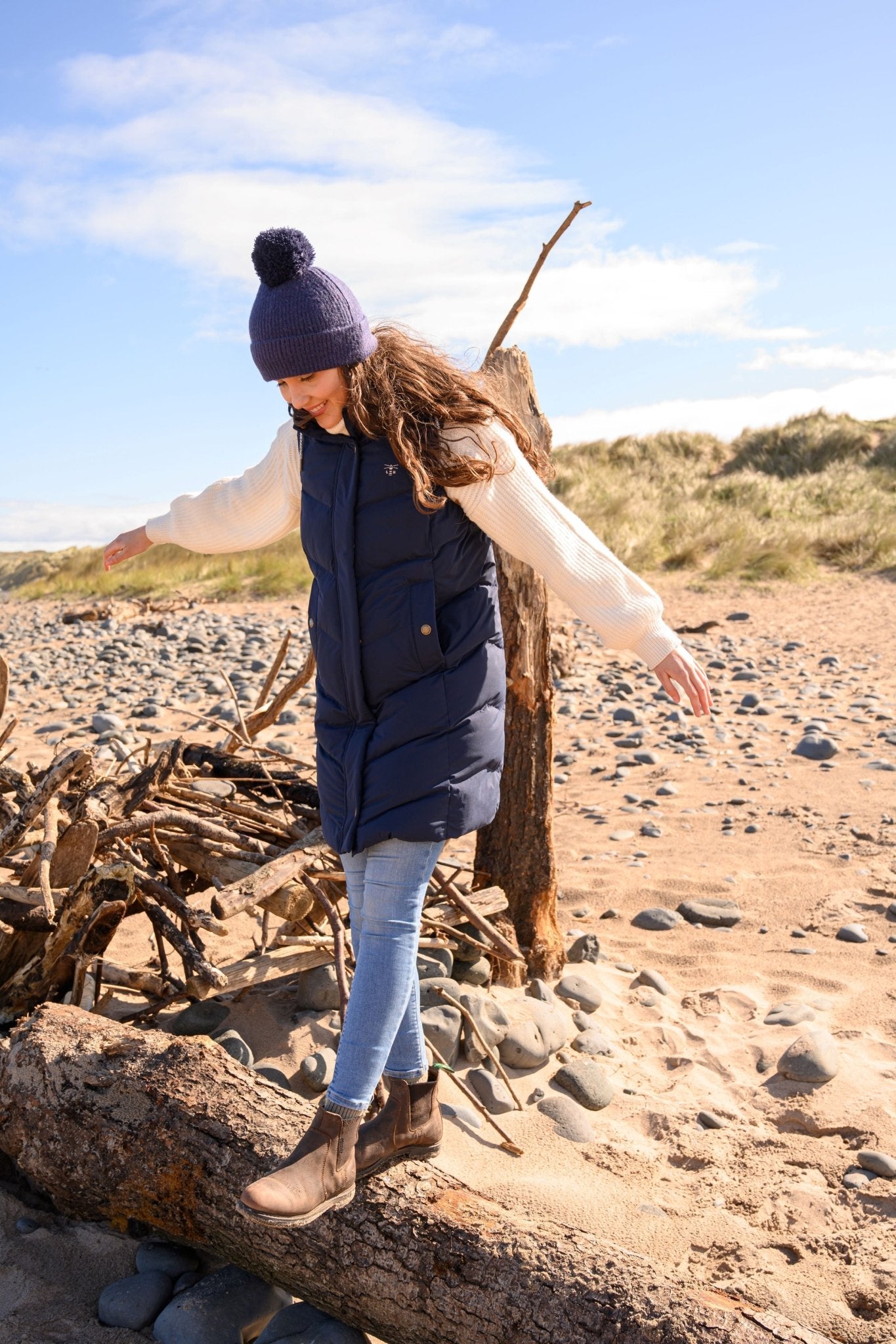 Savannah Long Gilet - Navy