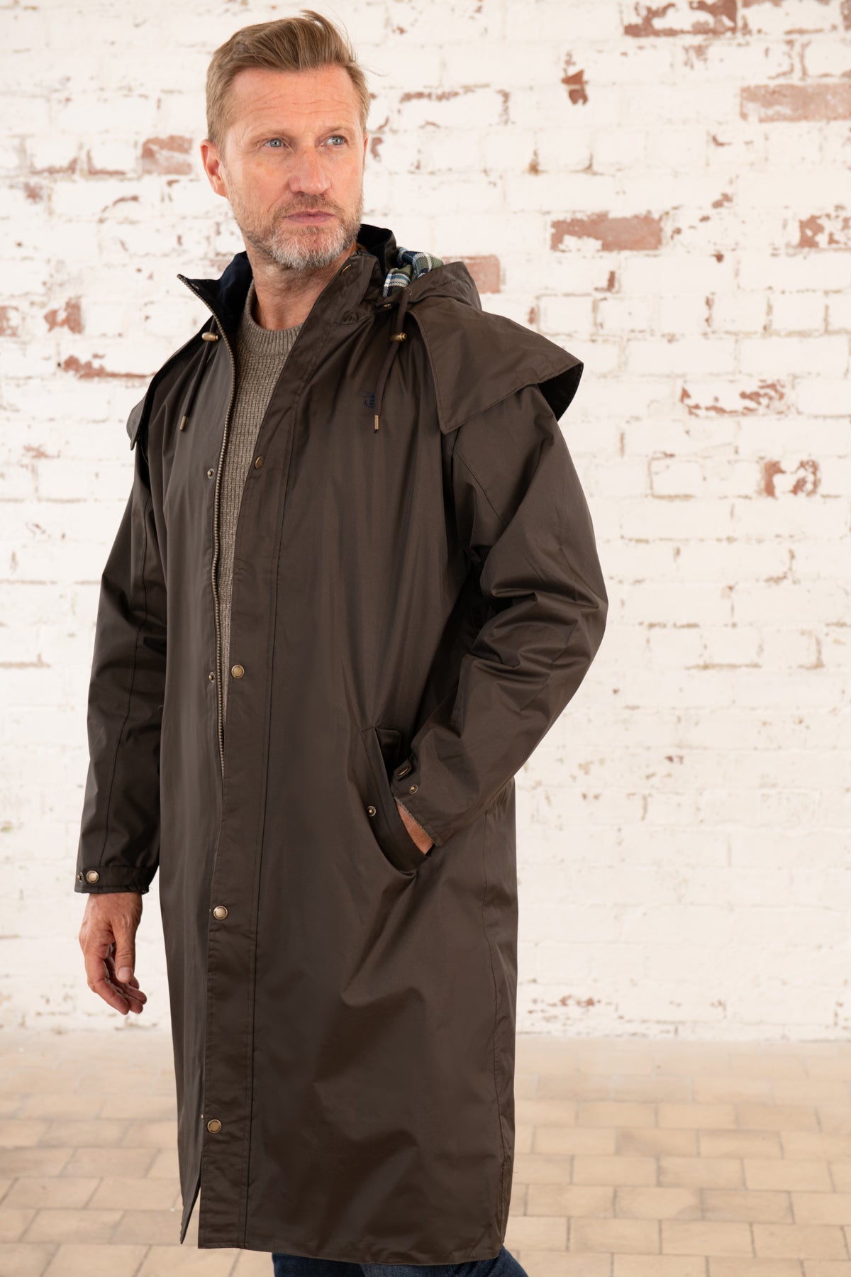 Stockman Full Length Rain Coat - Chocolate-Lighthouse